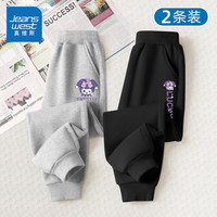 真维斯童装女童运动裤2025洋气女孩春装长裤中大童卫裤春秋款宽松休闲裤 灰/小紫兔比耶K-黑/字紫兔比耶K 140