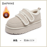 DAPHNE 达芙妮 厚底雪地靴女款2024新款冬季加绒魔术贴东北防滑保暖棉鞋子