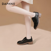 88VIP：DAPHNE 达芙妮 小皮鞋2022款春秋气质系带英伦风鞋子女粗跟厚底乐福单鞋