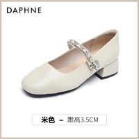 DAPHNE 达芙妮 法式单鞋女2025春季新款粗跟妈妈鞋小香风绝美气质玛丽珍鞋