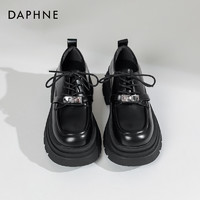 88VIP：DAPHNE 达芙妮 乐福鞋女2023年春季厚底英伦风小皮鞋高级感黑色单鞋女