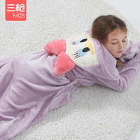 三枪童装 法兰绒少儿保暖男童女童儿童连帽睡袍睡衣合集 紫色（法兰绒） 160【参考体重80-100斤】