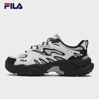 FILA 杨幂同款FILA斐乐女鞋熊猫色蕨草老爹鞋运动鞋2024冬季休闲鞋黑白