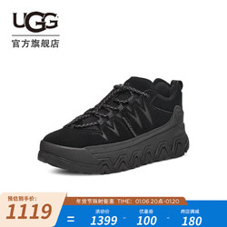 UGG 秋季男士舒适时尚厚底系带低帮户外休闲鞋明星同款1158252 BLK | 黑色 42