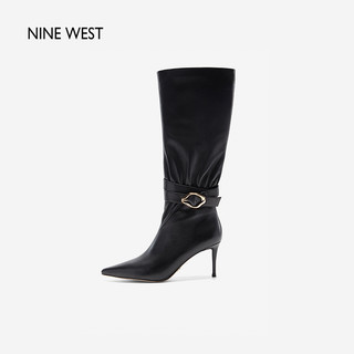 88VIP：NINE WEST 高跟长筒靴女秋冬新款不过膝尖头细跟骑士长靴英伦