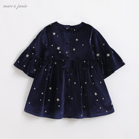 【清仓】马克珍妮 marc & janie女童长袖连衣裙洋气儿童裙秋装宝宝丝绒裙201226