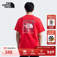 THE NORTH FACE 北面 短袖T恤「新年蜕变」情侣款户外宽松舒适半袖上衣25新品|8CFU 682/红色 L