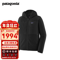 巴塔哥尼亚(Patagonia)男士R2户外防风保暖抓绒衣运动休闲连帽衫 Techface Hoody 83731 BLK XL