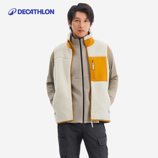 迪卡侬（DECATHLON）秋冬户外羊羔绒男马甲男背心加厚加绒外衣外套ODT1 米白 S