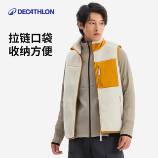 迪卡侬（DECATHLON）秋冬户外羊羔绒男马甲男背心加厚加绒外衣外套ODT1 米白 S