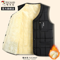 TUCANO啄木鸟2024冬季男士加绒加厚马甲中老年爸爸装外套保暖背心C 黑色 XL