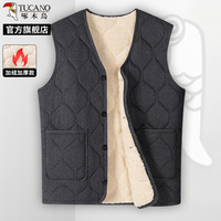TUCANO啄木鸟2024冬季男士加绒加厚马甲中老年爸爸装外套保暖背心C MJ08-灰色 XL