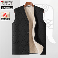 TUCANO啄木鸟2024冬季男士加绒加厚马甲中老年爸爸装外套保暖背心C MJ01-黑色 2XL