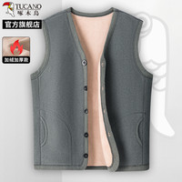 TUCANO啄木鸟2024冬季男士加绒加厚马甲中老年爸爸装外套保暖背心C MJ09-灰色 2XL