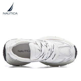 nautica/诺帝卡男鞋老爹鞋2024夏季透气增高休闲潮鞋男运动鞋 白黑 42