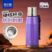 哈尔斯真空保温壶户外露营旅游便携大容量保温杯车载暖水壶热水瓶耐刮磨 旷凝紫+316内胆 650ml