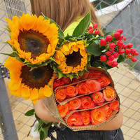 家顺 向日葵鲜花瓶插花云南直发基地斗南玫瑰批发家庭水混搭花束