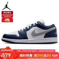 Jordan篮球鞋男子AJ1乔1AIR JORDAN 1低帮运动鞋553558-141白蓝44.5