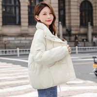 杰盘 2024冬季新款休闲短款白鸭绒羽绒服女白色保暖韩版休闲