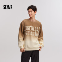 森马 Semir卫衣男加绒2024冬季仿吊染渐变印花针织上衣宽松潮流个性 咖色调00355 170/88A/M