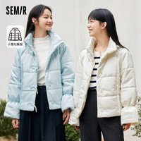 森马棉服女蝴蝶结少女感甜美冬插肩袖立领肌理面包服宽松2023