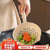 onlycook 厨房漏勺网勺 大笊篱捞勺防烫捞面饺子勺子过滤网勺-黄色