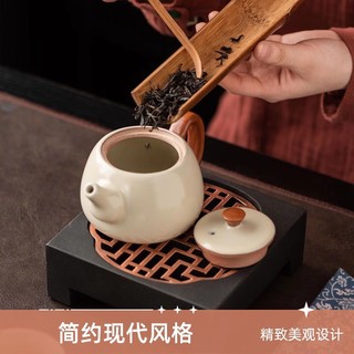 京喜 JX 米黄汝窑西施壶单壶开片可养陶瓷茶具茶杯家用喝茶泡茶壶210ml