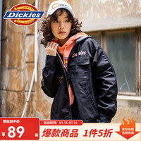 dickies字母印花连帽夹克女式多袋燕尾薄外套 短外套女 DK008106 黑色 L