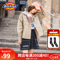 dickies字母印花连帽夹克女式多袋燕尾薄外套 短外套女 薄外套女DK008106 米色 M