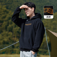 拓路者(Pioneer Camp)秋冬季户外防风保暖抓绒衣男套头摇粒绒外套连帽青中年衣服 黑色 2XL XXL