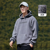 拓路者(Pioneer Camp)秋冬季户外防风保暖抓绒衣男套头摇粒绒外套连帽青中年衣服 深灰色 2XL XXL