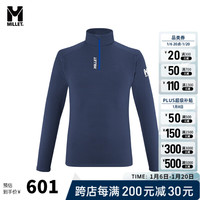 觅乐（MILLET）户外运动男士抓绒衣徒步登山弹力保暖透气无缝针织MIV9892 N0395—深牛仔 M