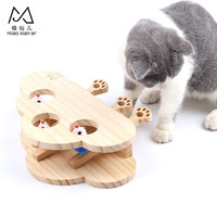 喵仙儿 打地鼠猫玩具 逗猫用品 实木三孔打地鼠(毛毛鼠)28*21CM