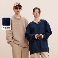 Champion 秋冬草写刺绣logo圆领卫衣男女纯色百搭抓绒保暖