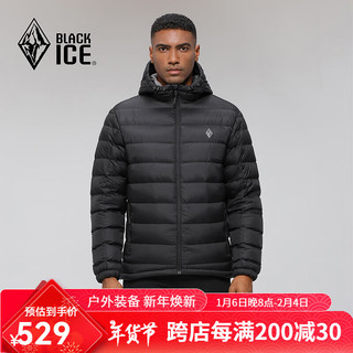 BLACKICE BLACK ICE）秋冬户外休闲连帽600+薄款保暖鹅绒羽绒服男款外套8101 FDE8102黑色 S