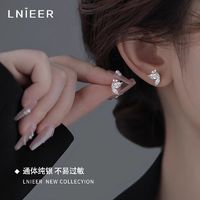 百亿补贴：Lnieer S925纯银镶钻蝴蝶耳钉女气质高级感耳环简约精致秋冬耳饰