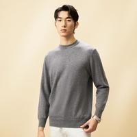 本命年红色100%山羊绒秋冬保暖圆领纯色休闲男打底羊绒衫