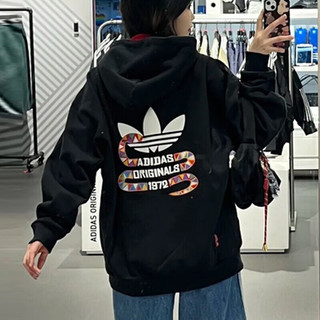 阿迪达斯 （adidas）三叶草男女装2025新春蛇年CNY款后背大logo连帽休闲卫衣 KA0819/黑色/内里毛圈 XS