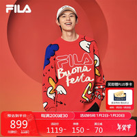 FILA 叕运蛇|斐乐情侣款男女编织衫2025春季新年款时尚涂鸦大LOGO毛衣