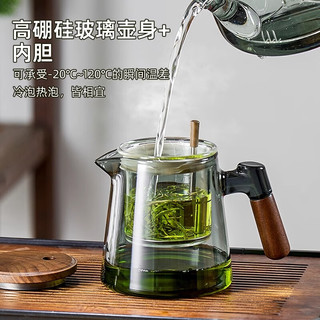 天喜飘逸杯泡茶壶一键茶水分离杯家用2024耐热玻璃内胆泡茶杯茶具 【墨色】木璃飘逸壶650ml