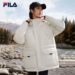 FILA 情侣连帽羽绒服2024年冬季派克服收腰加厚运动外套