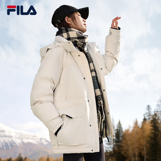 FILA 斐乐连帽羽绒服2024年冬季派克服收腰加厚运动外套 175/96A/L