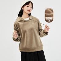雪尼尔加绒卫衣女秋冬针织条绒刺绣宽松连帽卫衣女士