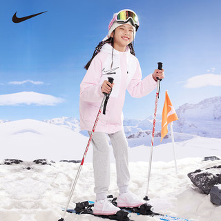 NIKE  耐克童装男女童中长款撞色连帽棉服冬季儿童保暖上衣 樱花粉 150 /72(M) 150/72(M)