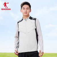 乔丹飞影马甲男2024秋冬季加绒保暖棉服外套男子运动跑步轻型背心 浅苔灰/黑色-马甲 L