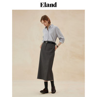 【100%棉】Eland衣恋衬衫女学院风翻领系扣衬衣通勤上衣24冬 XS/155