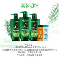 88VIP：L'OREAL PARIS 欧莱雅绿瓶茶树植萃去头屑控油男女洗发水露持久留香套装官方正品