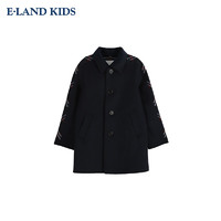 E-LAND KIDS E·LAND KIDS童装春季男童时尚拼接格纹翻领毛呢大衣 Navy藏青色59 160cm