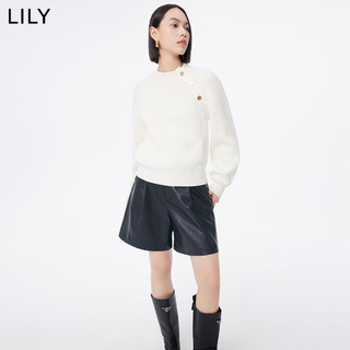 LILY女装气质通勤温柔时尚纯色灯笼袖毛针织衫上衣内搭