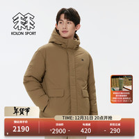 /可隆 KOLON SPORT羽绒服 男女同款防风防泼水无缝短款连帽鹅绒服 LUDJ4WTT03-CA 驼色 XL